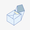 最後に残った三角は、立ち上がった面をふたつ同時に押し込みながら、BOXにそわせて持ち上げます。この時もBOXの角の線からはみ出ないように注意してください。
