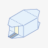 サイドの処理は、左右の面をBOXの角の線に合わせて、図のように折り目を入れます。（逆サイドも同様です）